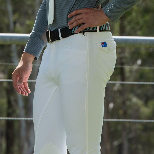 Close up of Igor Competition breeches in white